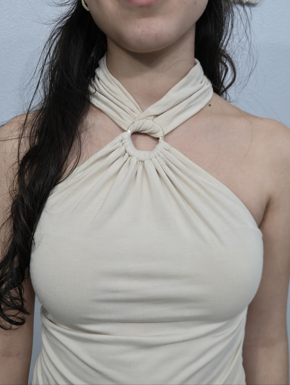 NWOT Jonathan Simkhai Lindsey Mock Neck Ruched Halter Top Shell - Picture 4 of 11